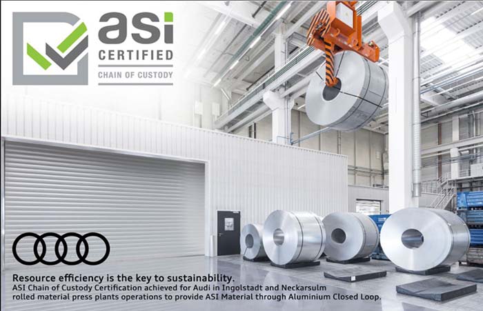 Audi is the first car manufacturer to be awarded the Chain of Custody